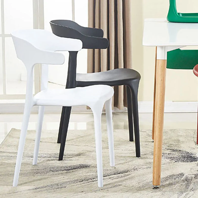 Sedie impilabili contemporanee Sedie da pranzo senza braccioli con schienale aperto e gambe plastica Clearhalo