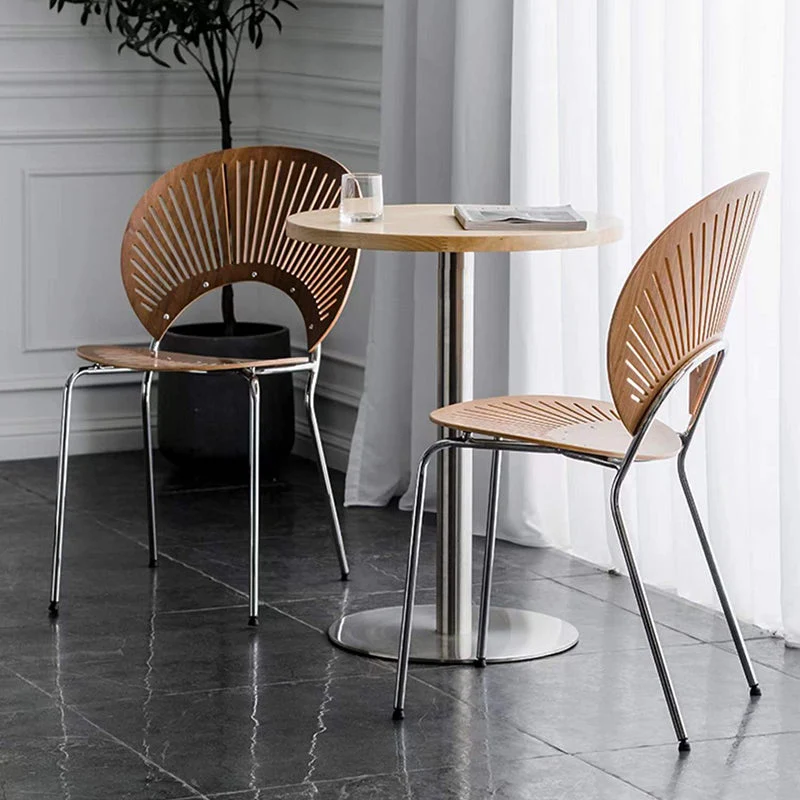 Sedie industriali con schienale aperto Sedia da pranzo senza braccioli per cucina con gambe metallo Clearhalo