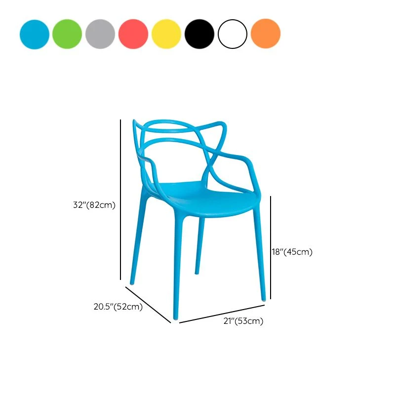 Sedie laterali con braccioli stile nordico Sedie con schienale aperto e gambe plastica per cucina Clearhalo