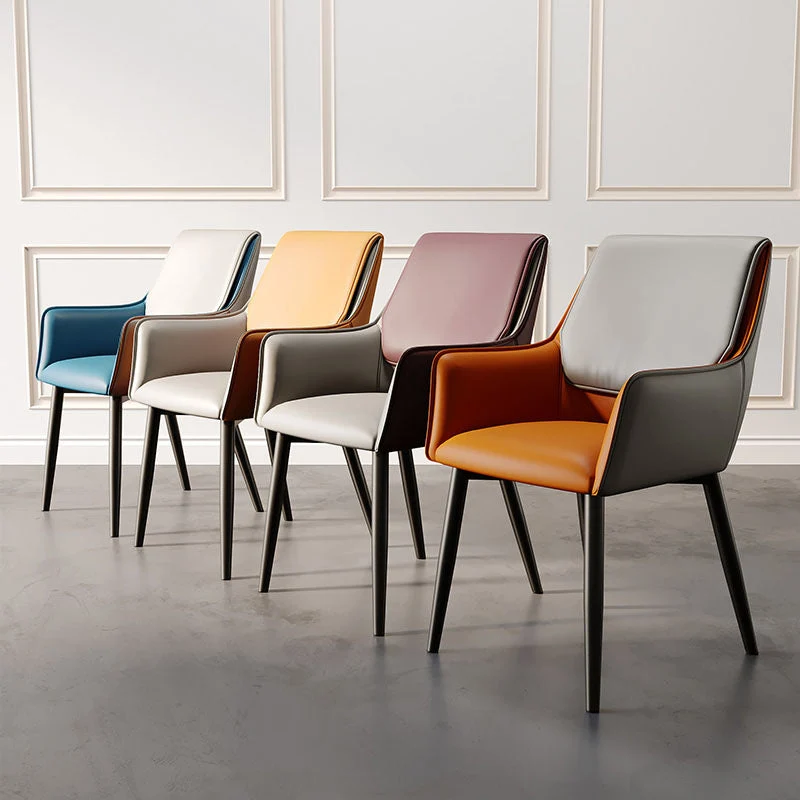 Sedie laterali dal design moderno ecopelle con bracciolo e schienale solido Clearhalo