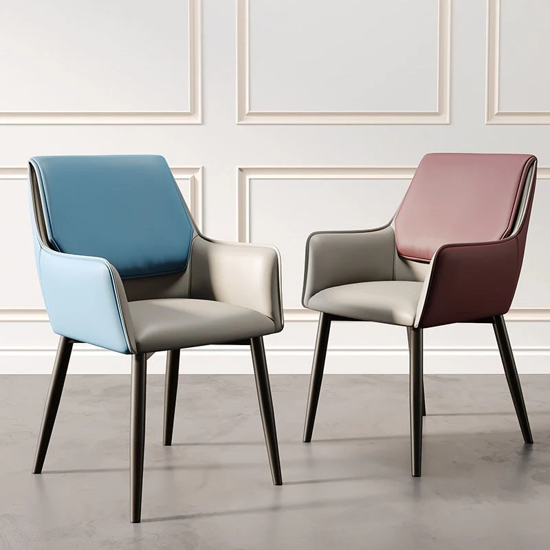 Sedie laterali dal design moderno ecopelle con bracciolo e schienale solido Clearhalo
