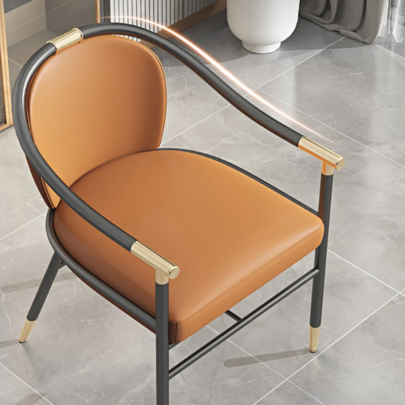 Sedie laterali imbottite con braccioli per sedia da pranzo contemporanea metallo per uso domestico Clearhalo