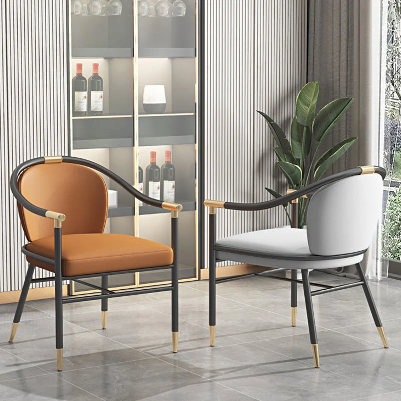 Sedie laterali imbottite con braccioli per sedia da pranzo contemporanea metallo per uso domestico Clearhalo