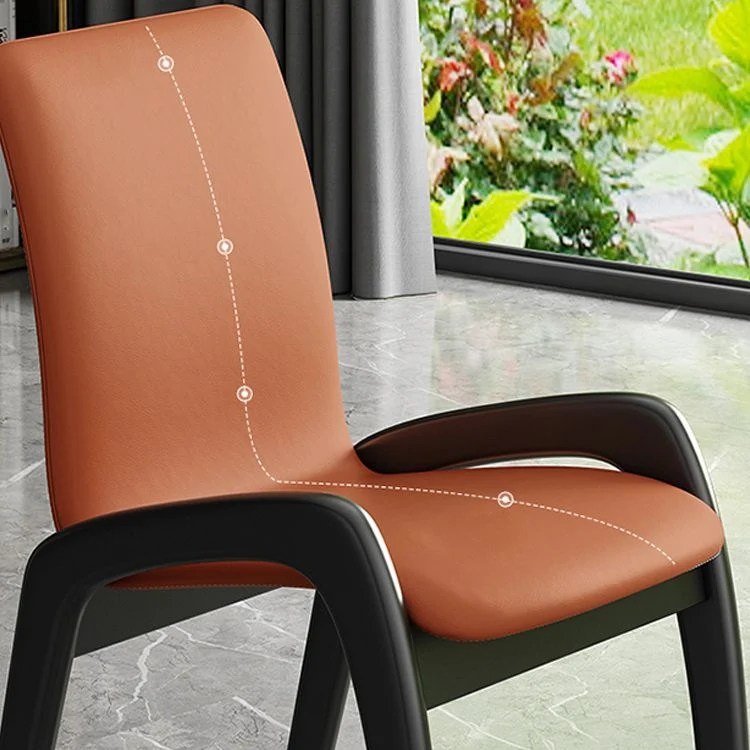 Sedie laterali imbottite per sala da pranzo moderna legno senza braccioli per ristorante (set di 2) Clearhalo