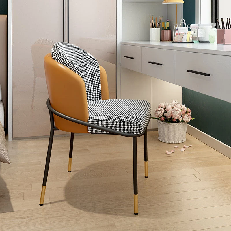 Sedie laterali imbottite per sedia da pranzo senza braccioli metallo glamour per uso domestico Clearhalo