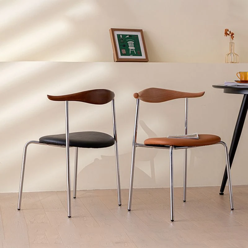 Sedie laterali imbottite stile moderno Sedie da pranzo senza braccioli corno di mucca per la casa Clearhalo