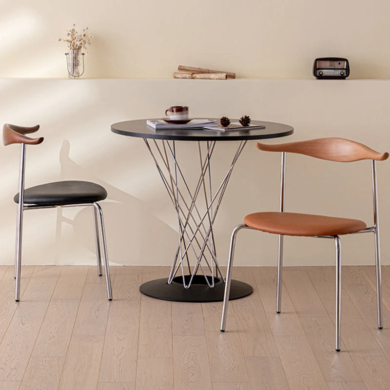 Sedie laterali imbottite stile moderno Sedie da pranzo senza braccioli corno di mucca per la casa Clearhalo