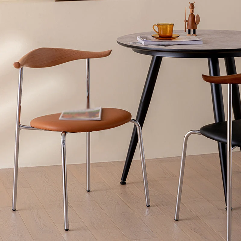 Sedie laterali imbottite stile moderno Sedie da pranzo senza braccioli corno di mucca per la casa Clearhalo