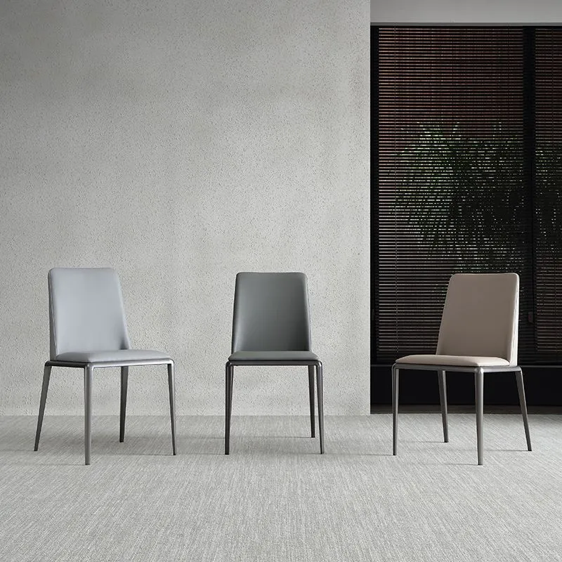 Sedie laterali moderne senza braccioli con schienale massiccio Sedie da pranzo pelle per la casa (set di 2) Clearhalo