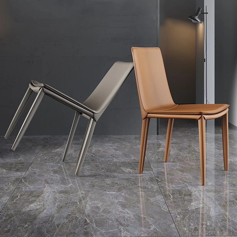Sedie laterali per sala da pranzo glamour Sedie da pranzo senza braccioli pelle per la casa Clearhalo