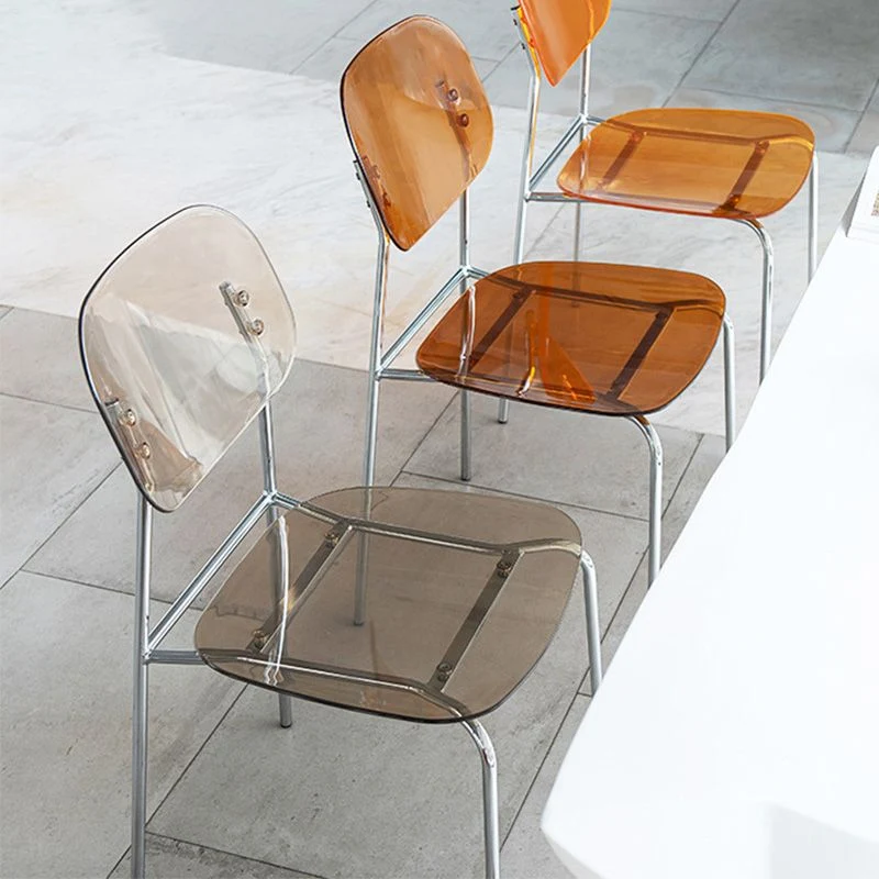 Sedie laterali da pranzo con schienale aperto stile industriale Sedie da pranzo senza braccioli plastica Clearhalo