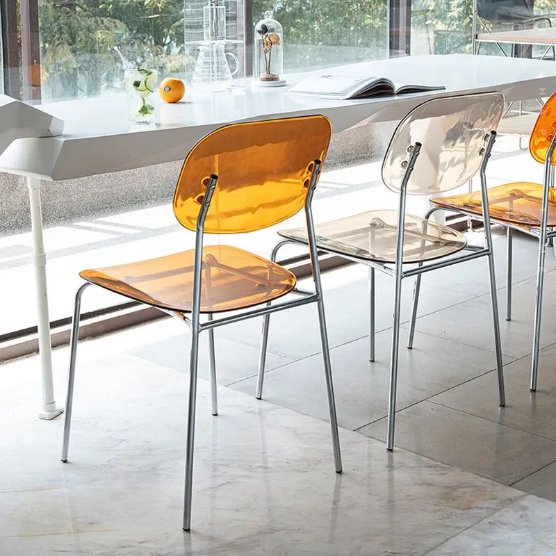 Sedie laterali da pranzo con schienale aperto stile industriale Sedie da pranzo senza braccioli plastica Clearhalo