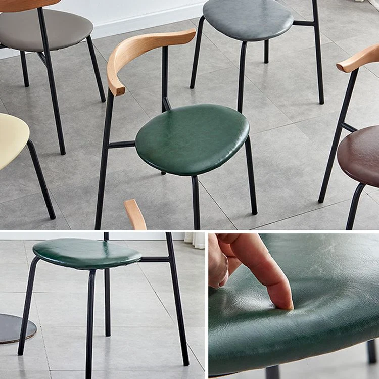 Sedie laterali da pranzo con schienale aperto dal design contemporaneo Sedie da pranzo pelle per la casa Clearhalo