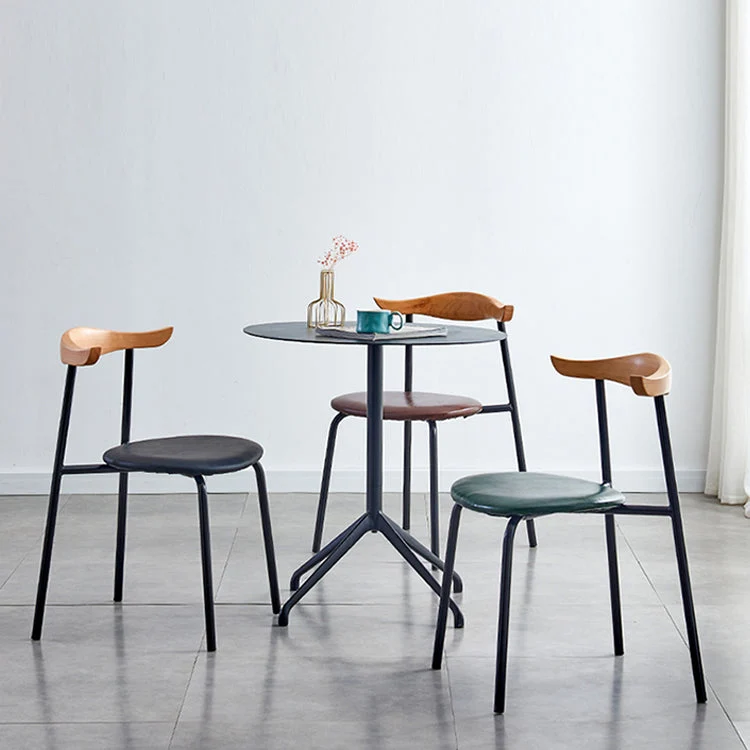 Sedie laterali da pranzo con schienale aperto dal design contemporaneo Sedie da pranzo pelle per la casa Clearhalo