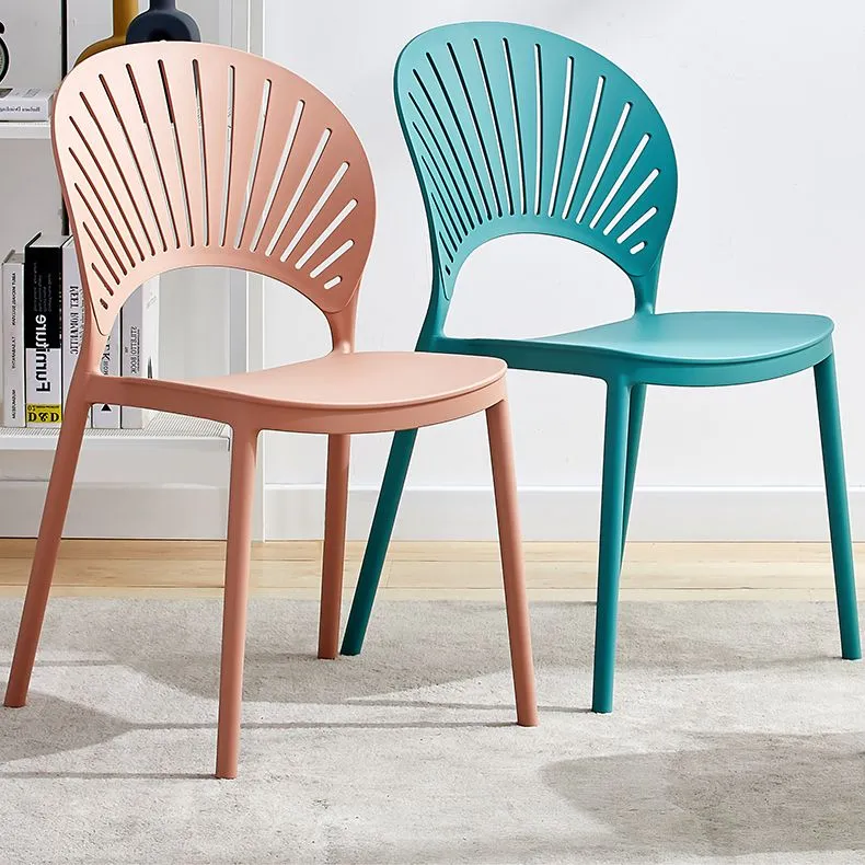 Sedie laterali da pranzo con schienale aperto, sedia plastica per interni ed esterni stile moderno Clearhalo