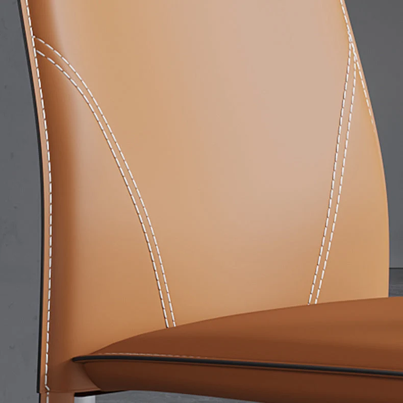 Sedie laterali da pranzo con schienale solido senza braccioli stile minimalista Sedia da pranzo laterale pelle Clearhalo