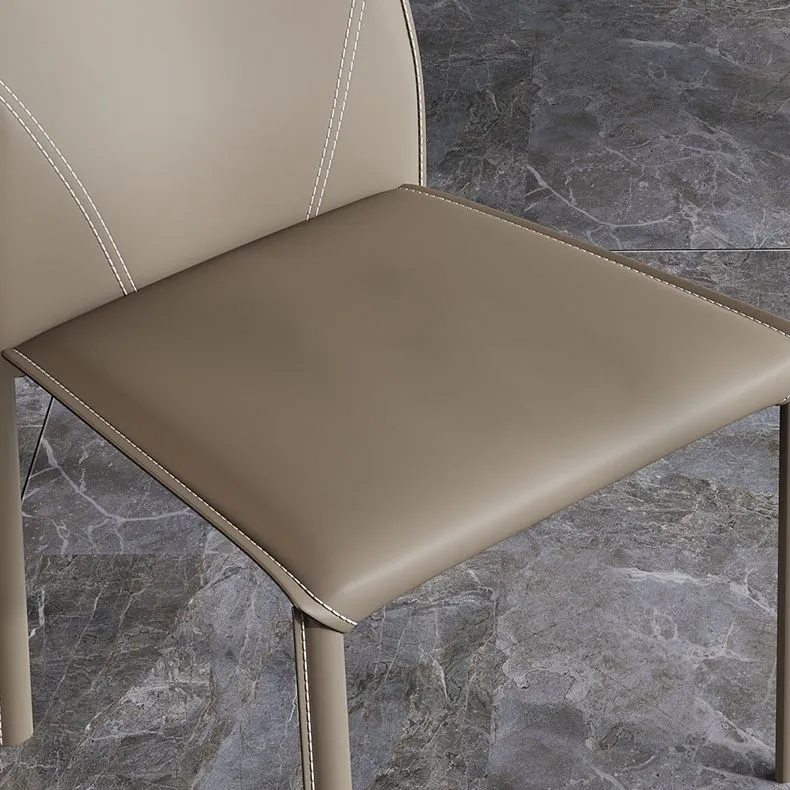 Sedie laterali da pranzo con schienale solido senza braccioli stile minimalista Sedia da pranzo laterale pelle Clearhalo