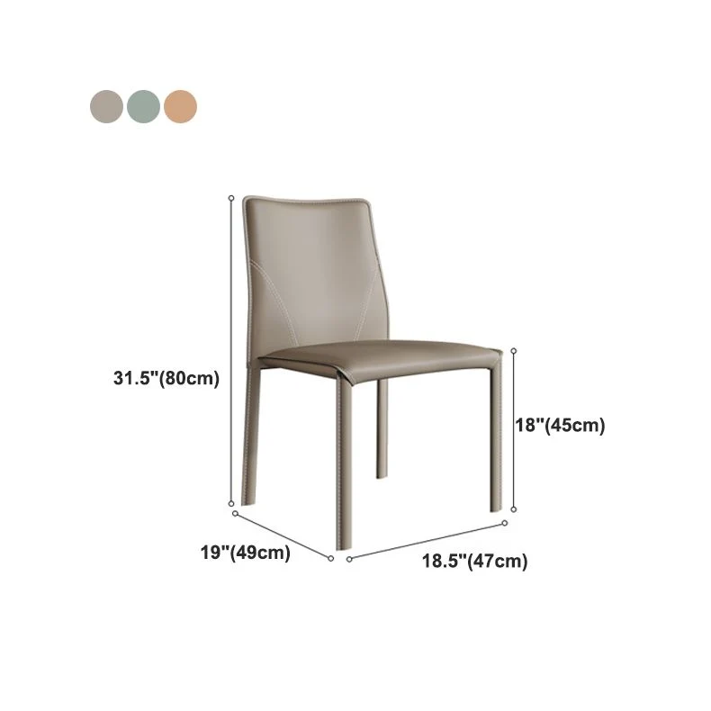 Sedie laterali da pranzo con schienale solido senza braccioli stile minimalista Sedia da pranzo laterale pelle Clearhalo