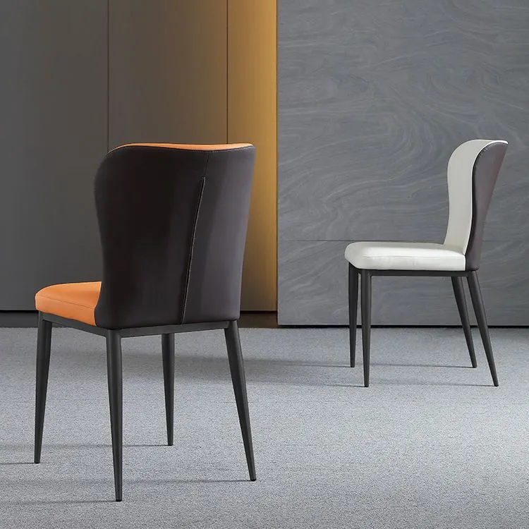Sedie laterali da pranzo contemporanee con schienale solido Sedia da pranzo laterale pelle per cucina Clearhalo
