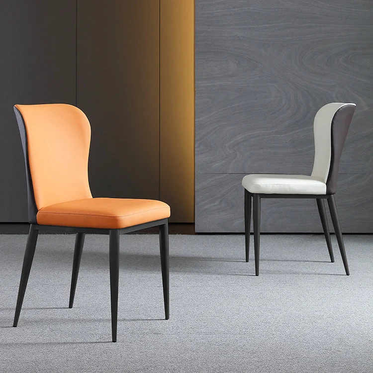 Sedie laterali da pranzo contemporanee con schienale solido Sedia da pranzo laterale pelle per cucina Clearhalo