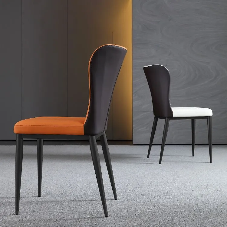 Sedie laterali da pranzo contemporanee con schienale solido Sedia da pranzo laterale pelle per cucina Clearhalo