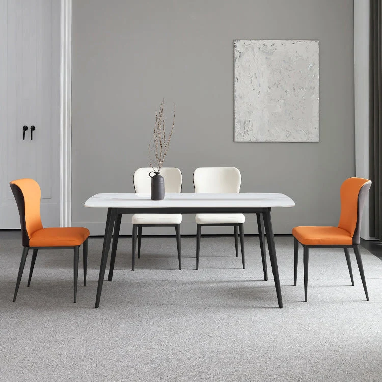 Sedie laterali da pranzo contemporanee con schienale solido Sedia da pranzo laterale pelle per cucina Clearhalo
