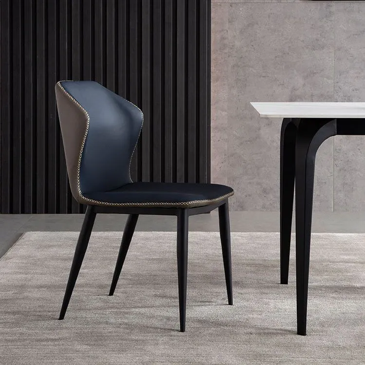 Sedie laterali da pranzo contemporanee con schienale alto Sedia senza braccioli con gambe metallo per cucina Clearhalo