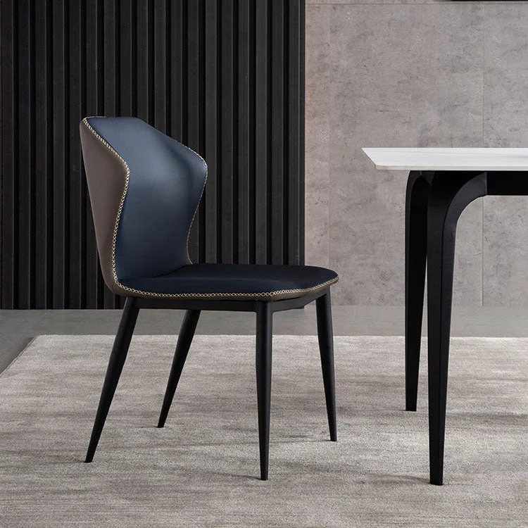 Sedie laterali da pranzo contemporanee con schienale alto Sedia senza braccioli con gambe metallo per cucina Clearhalo