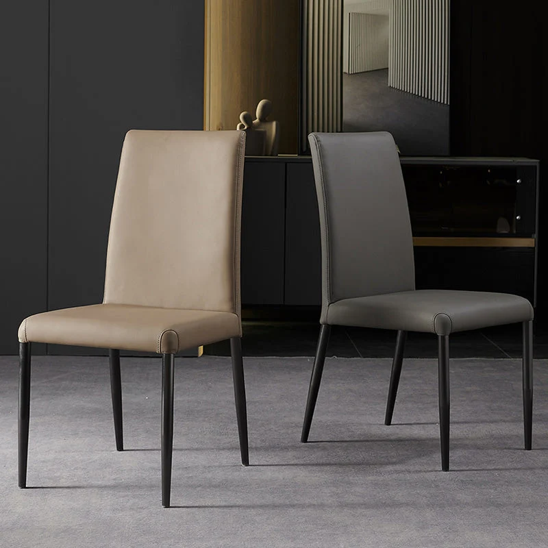 Sedie laterali da pranzo dal design industriale con schienale massiccio Sedie da pranzo ecopelle Clearhalo