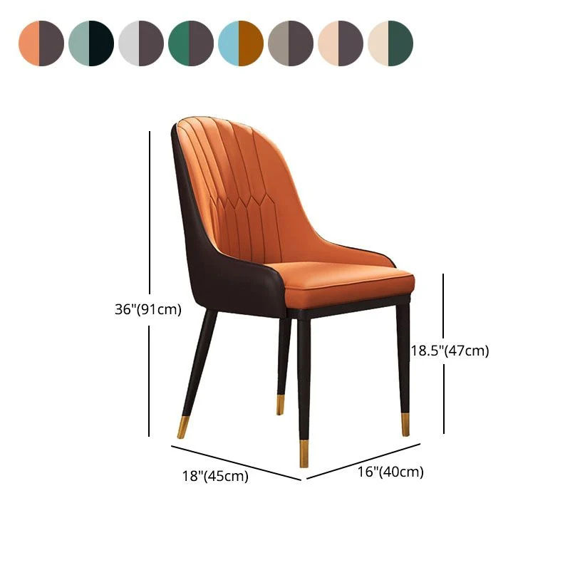 Sedie laterali da pranzo dal design scandinavo con schienale massiccio Sedia da pranzo laterale pelle Clearhalo