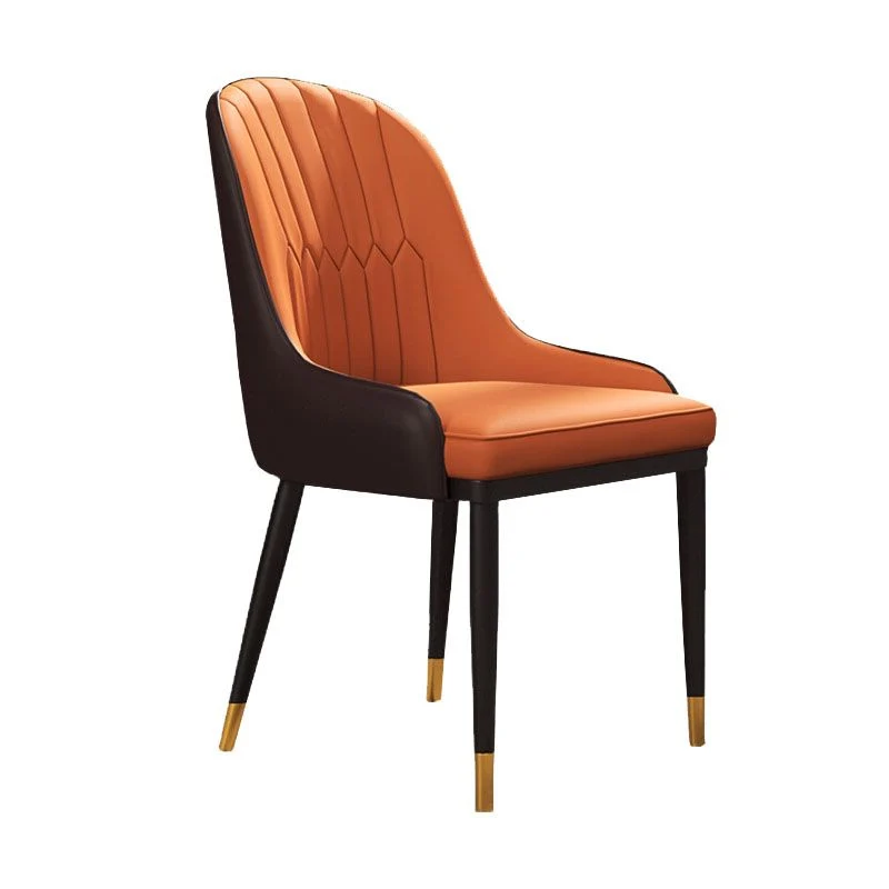 Sedie laterali da pranzo dal design scandinavo con schienale massiccio Sedia da pranzo laterale pelle Clearhalo