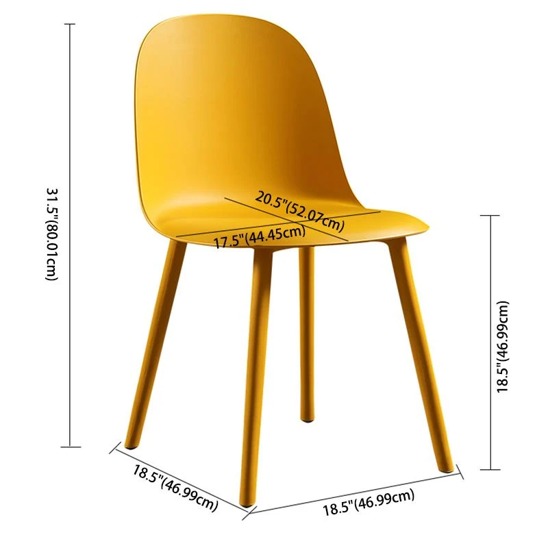 Sedie laterali da pranzo larghe 16'' Sedia moderna plastica con schienale solido per interni ed esterni Clearhalo