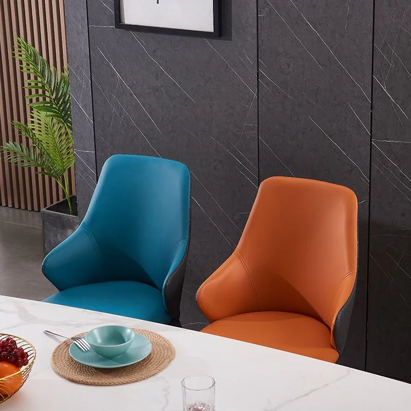 Sedie laterali da pranzo moderne pelle Poltrona imbottita per interni con gambe nere Clearhalo