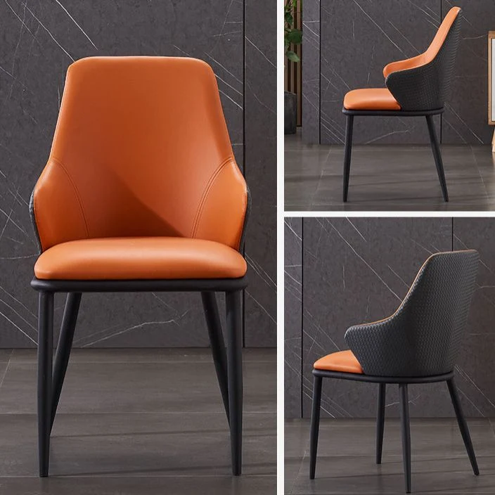 Sedie laterali da pranzo moderne pelle Poltrona imbottita per interni con gambe nere Clearhalo