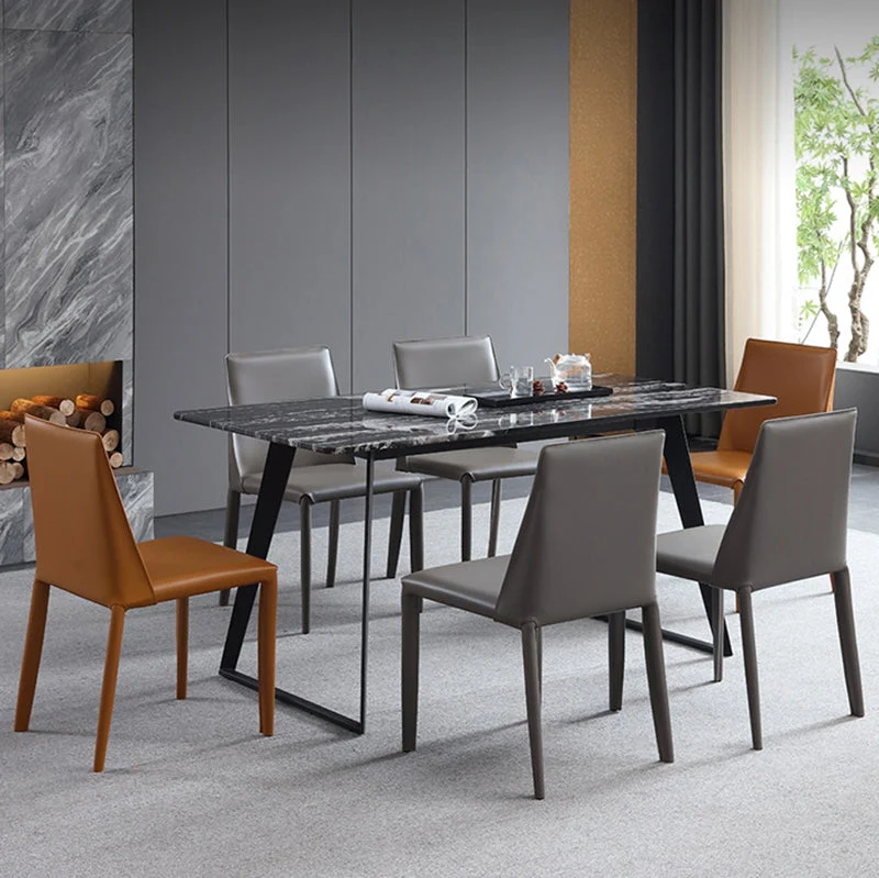 Sedie laterali da pranzo pelle contemporanea Sedia con schienale solido senza braccioli Clearhalo
