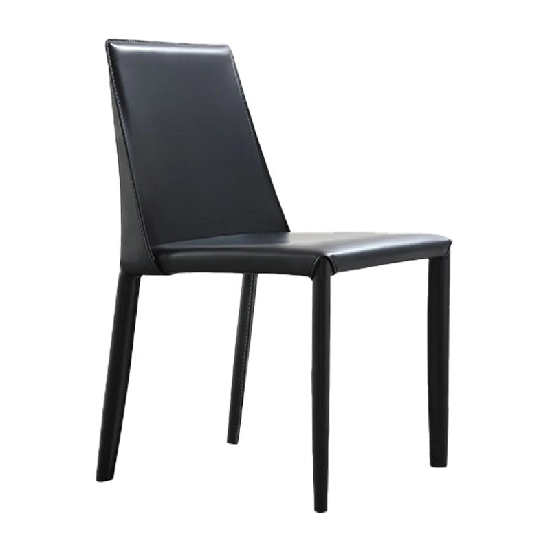 Sedie laterali da pranzo pelle minimalista Sedie da pranzo senza braccioli con schienale massiccio per cucina Clearhalo
