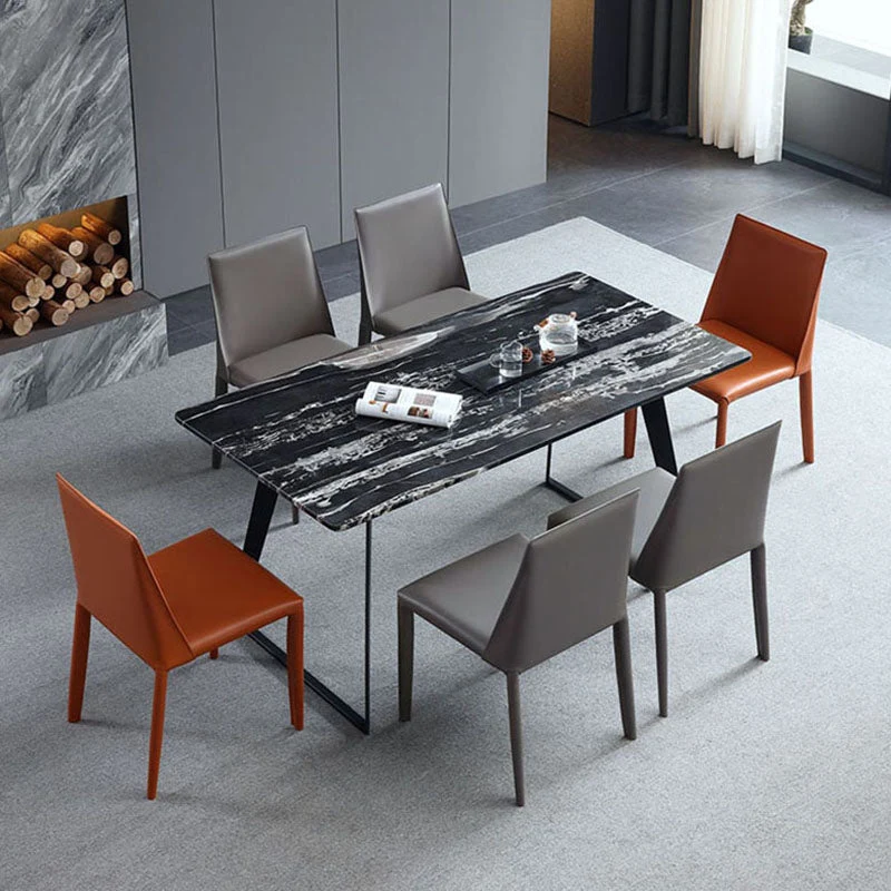 Sedie laterali da pranzo pelle minimalista Sedie da pranzo senza braccioli con schienale massiccio per cucina Clearhalo