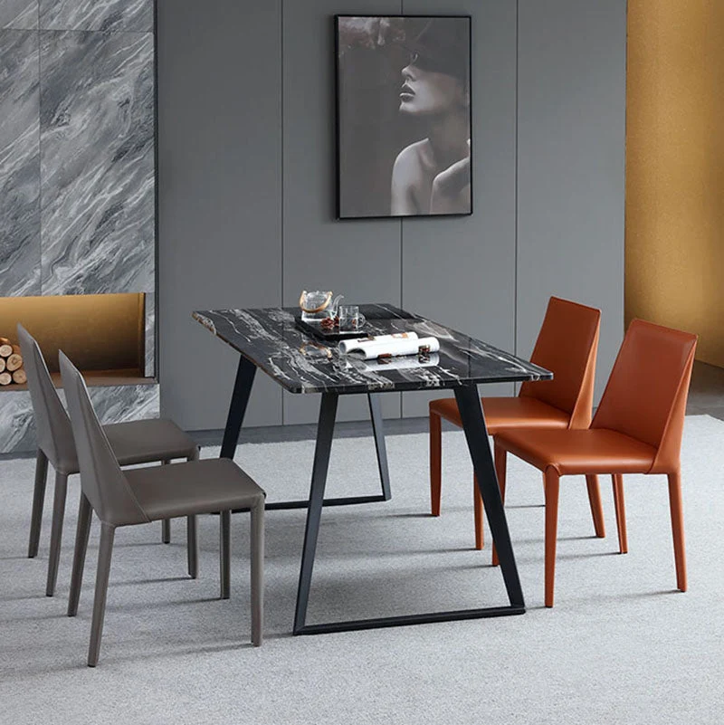 Sedie laterali da pranzo pelle minimalista Sedie da pranzo senza braccioli con schienale massiccio per cucina Clearhalo