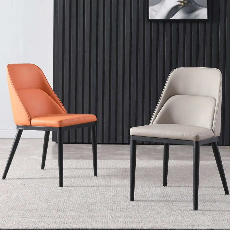 Sedie laterali da pranzo pelle moderna con schienale solido e senza braccioli per uso domestico Clearhalo