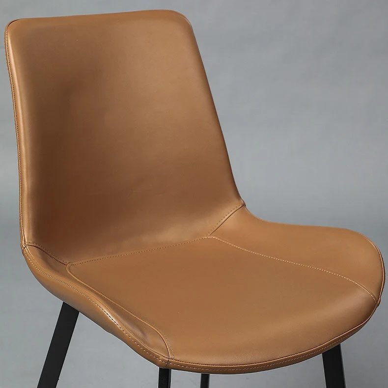 Sedie laterali da pranzo stile minimalista con schienale solido Sedie da pranzo pelle per la casa Clearhalo