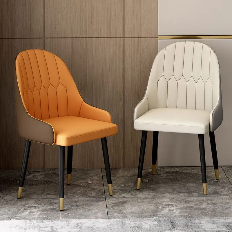 Sedie laterali scandinave con schienale massiccio e sedie da pranzo pelle Clearhalo
