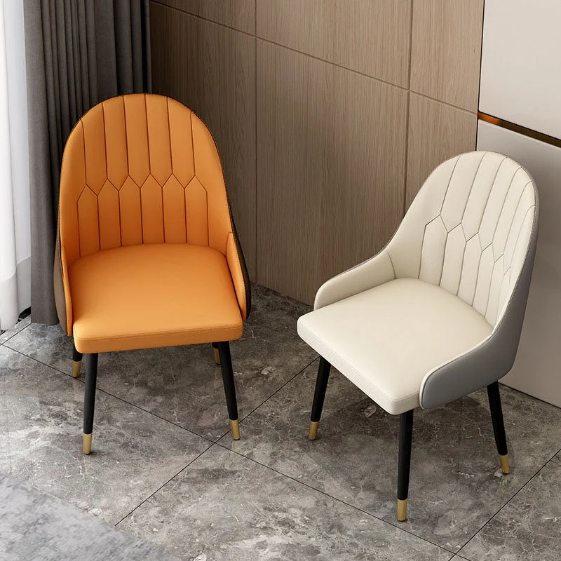 Sedie laterali scandinave con schienale massiccio e sedie da pranzo pelle Clearhalo
