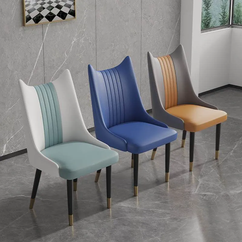 Sedie laterali scandinave ecopelle Sedia con schienale massiccio senza braccioli Clearhalo