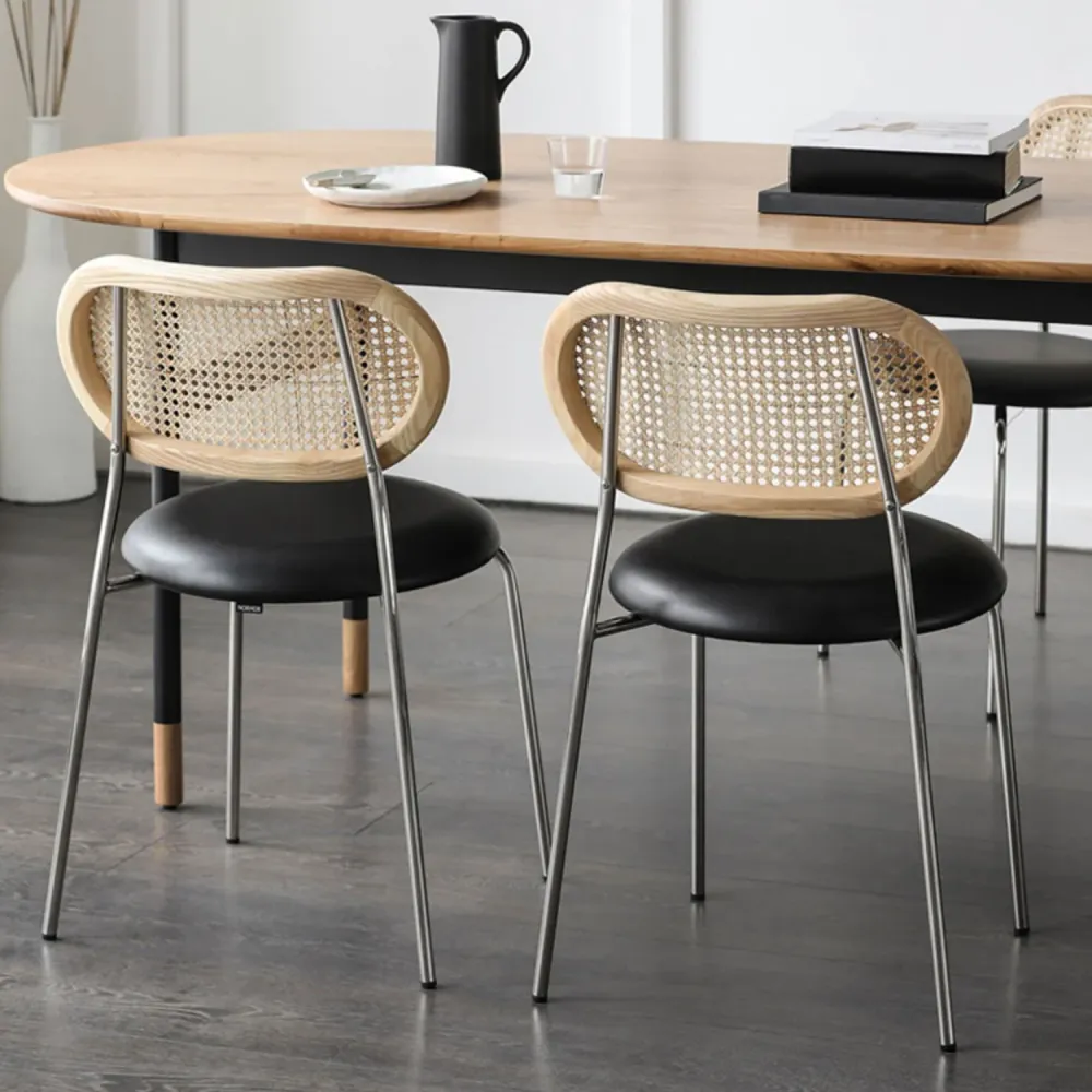 Sedie laterali senza braccioli dal design industriale Sedie da pranzo con schienale aperto pelle PU Clearhalo