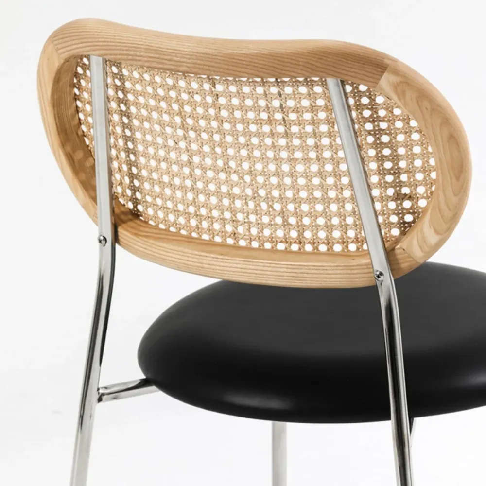 Sedie laterali senza braccioli dal design industriale Sedie da pranzo con schienale aperto pelle PU Clearhalo