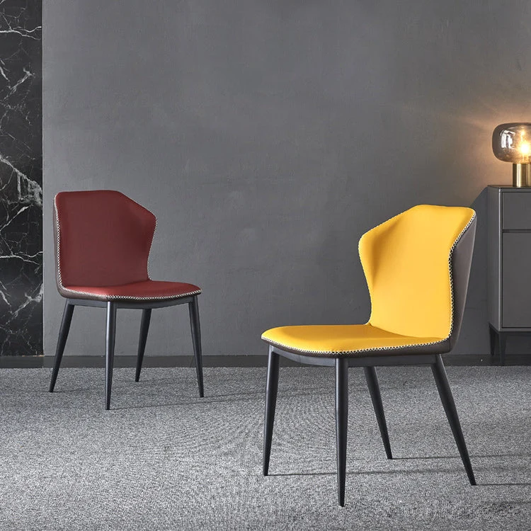 Sedie laterali senza braccioli da pranzo pelle con schienale alto stile industriale (set di 4) Clearhalo