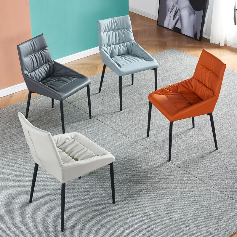 Sedie laterali senza braccioli stile moderno ecopelle con gambe metallo per cucina Clearhalo