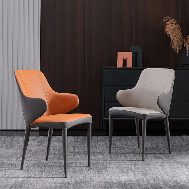 Sedie laterali stile moderno Sedia ecopelle con gambe metallo per uso domestico Clearhalo