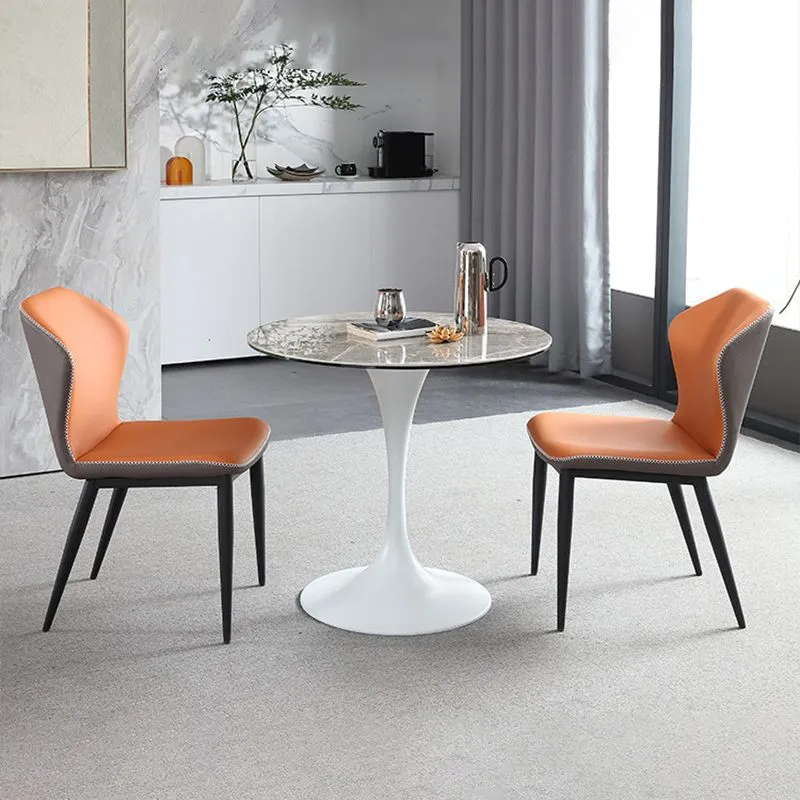 Sedie laterali Wingback Sedie da pranzo senza braccioli da cucina ecopelle Clearhalo