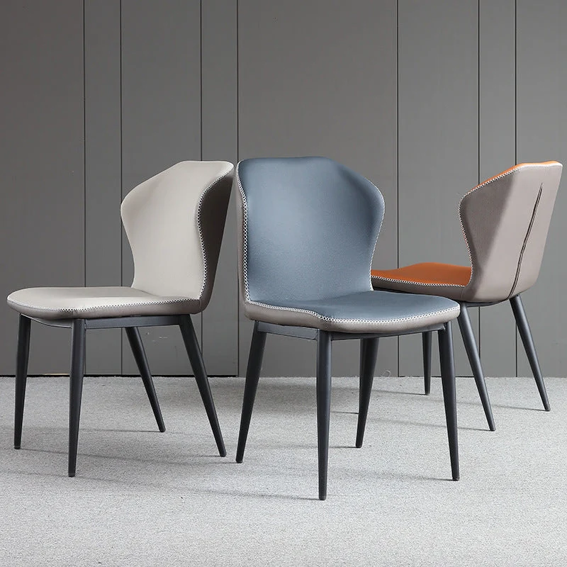 Sedie laterali Wingback Sedie da pranzo senza braccioli da cucina ecopelle Clearhalo